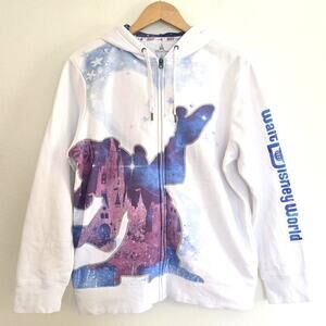 Disney Parks 2017 Walt Disney World Stitch Full Zip Hoodie XL White Galaxy